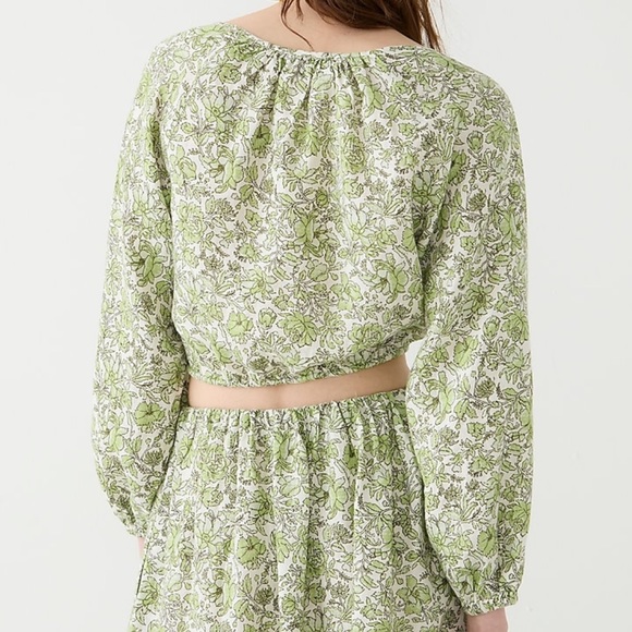 NWT J. Crew Long Sleeve Linen Cropped Top and Linen Skirt Set - Picture 5 of 8